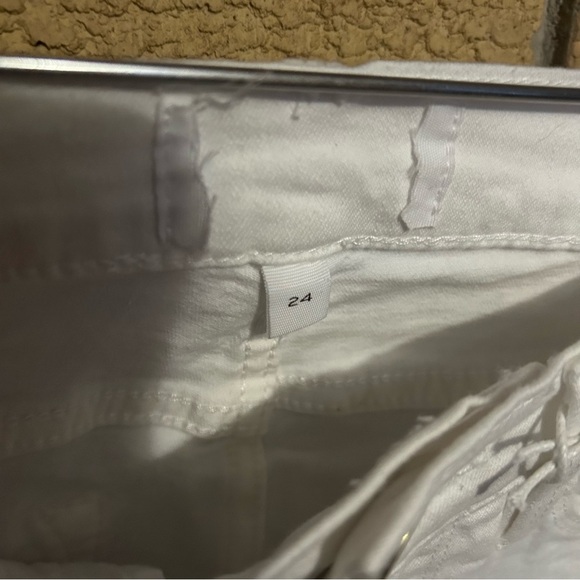 Frame Le Skinny De Jeanne Raw Hem Women’s Ankle Slit Skinny Jeans White Size 24 - Picture 5 of 9